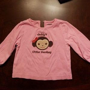 Gymboree sz 6-12 mo pink monkey applique shirt